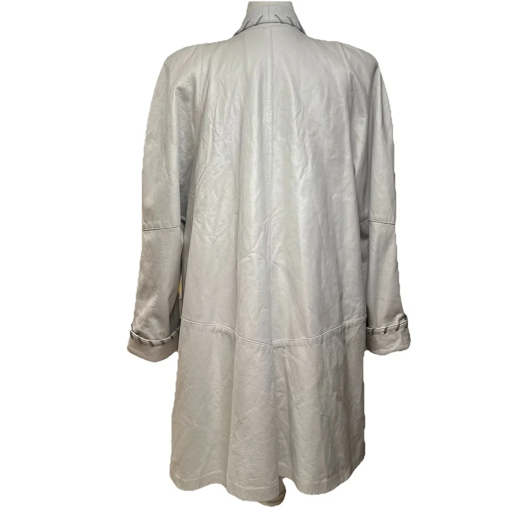 Talk of Walk Atlantic City Vtg Leather Open Jacket Pearl Whipstitch Collar 80's - Picture 6 of 10